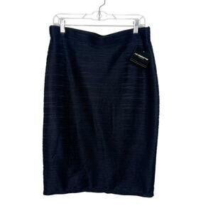 LIZ CLAIBORNE Pencil Skirt Elastic Waist Knee Length Textured Black Womens M NWT